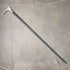 1890 British Antique Men's Cane L-shaped Antler Handle Sterling Silver Decoration Black Shaft 91cm
